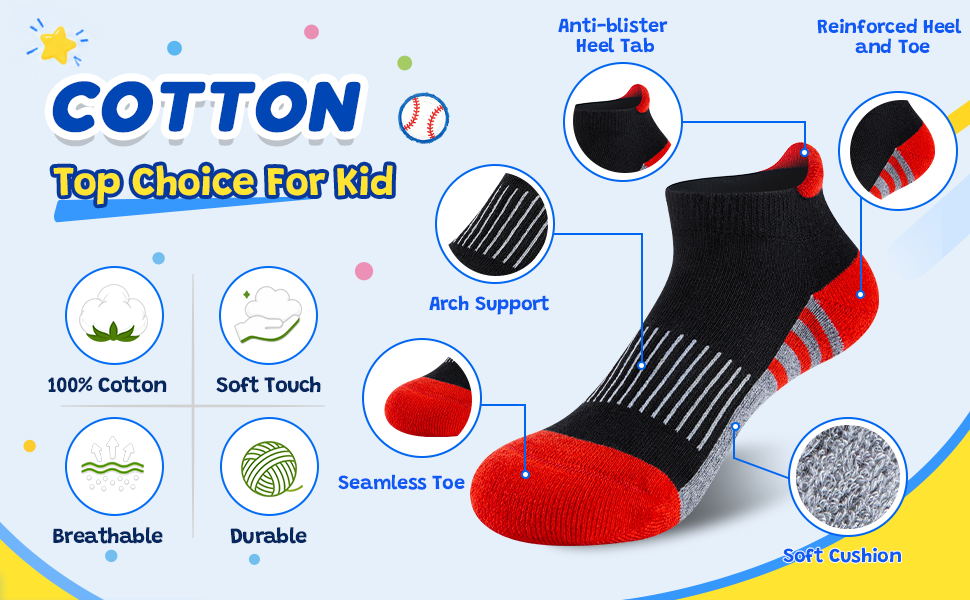 Saracat boys cotton ankle socks Featrue
