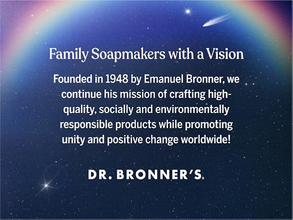 All One, founded in 1948 by Emanuel Bronner, socially environmentally responsible products