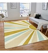LIVEBOX Sun Boho Rug 5x7 Large Washable Classroom Rug for Kids,Non-Slip Throw Area Rug Retro Rug ...