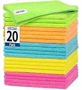FIXSMITH Microfiber Cleaning Cloth, 20 Pack Cleaning Rags, Cleaning Towels for Housekeeping, Kitc...