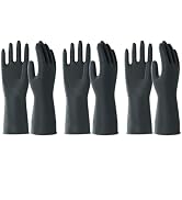 North Tower Heavy Duty Black Rubber Gloves for Cleaning - Non-Slip Grip Palm, Thick Household Glo...