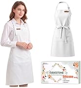 CAKETIME Silicone Aprons for Women with Pockets Cooking Baking Kitchen Waterproof Accessories Che...