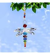 Hanging Dragonfly Pendant Chandelier Crystal Ball Prisms Rainbow Beads Chakra Suncatcher Home Win...