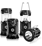 DIBMS 4-Pack Solar Camping Lantern, Collapsible LED Solar USB Rechargeable Lantern Flashlight Eme...
