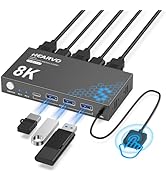 Hearvo USB 3.0 HDMI KVM Switch 1 Monitor 2 Computers, 8K@60Hz KVM Switches for 2 Computers Sharin...
