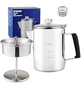 APOXCON Multi Use Percolator Coffee Pot Stainless Steel Stove Top Coffee Maker with Two Borosilic...