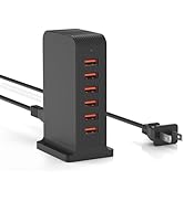ADRICY USB Charger 6 Port 50W Multi USB Tower Charging Station for Multiple Devices iPhone 14/14 ...