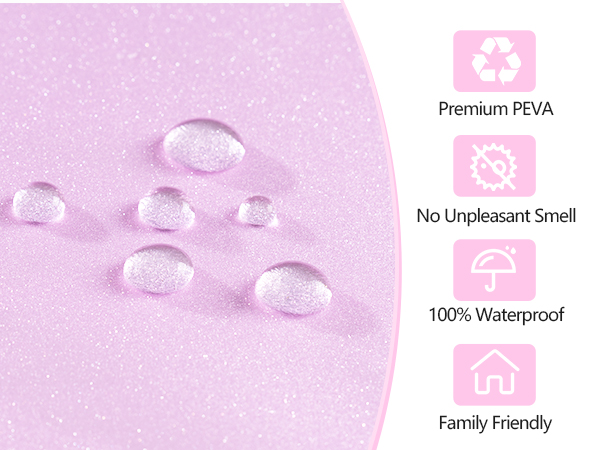 Seenus Dreamy Pink Sparkle Shower Curtain Liner with 3 Large Magnets