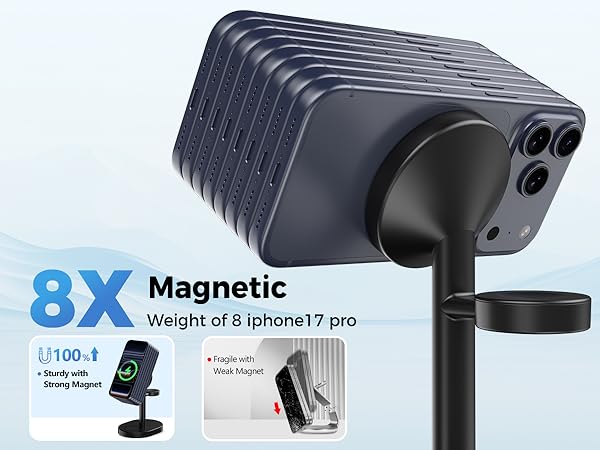 magsafe charger stand 3 in 1 magnetic wireless charging station apple watch iphone 17 16 15 airpods