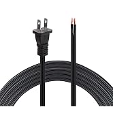 2 Prong Replacement Power Cord Pigtail,6.46Ft Cable 110V 115V 120V 300V for Appliance, NEMA 1-15P...
