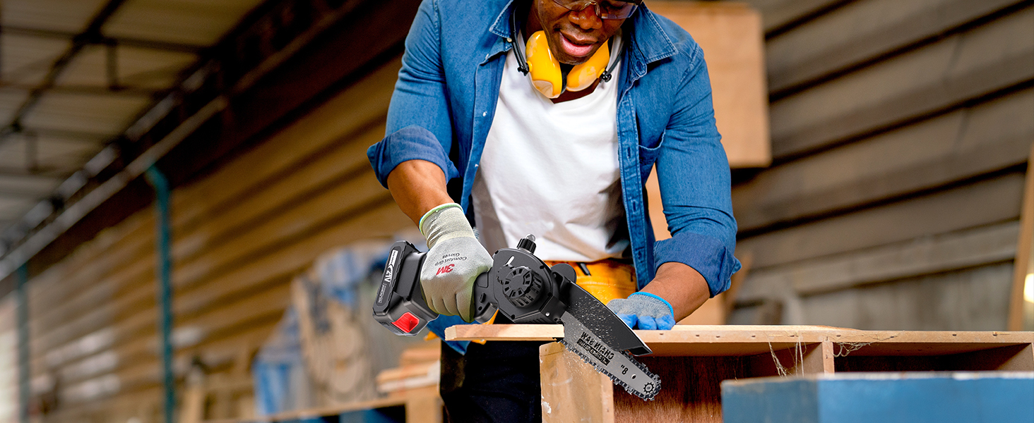 Mini Chainsaw 8 Inch, Upgraded Portable Electric Chainsaw Cordless,