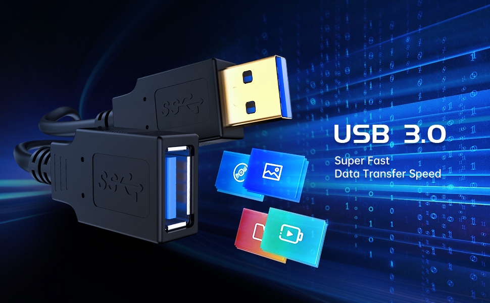 USB 3.0 Type-A Male to Type-A Female Cable 15 ft