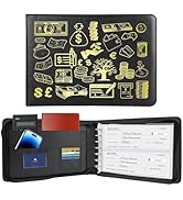 Zippered Business Checkbook Binder, Premium PU Leather Organizer with 2 Loose-Leaf Binder Pockets...
