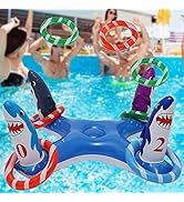 Voiiake Inflatable Pool Ring Toss, Pool Toys for Kids with 6pcs Rings, Swimming Pool Games for Ad...