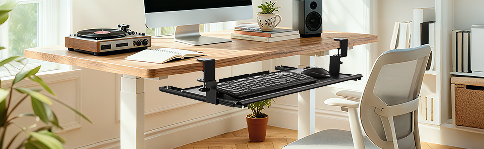 keyboard tray under desk