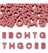 FASHEWELRY 30Pcs Red Plaid Print Chunky Letter Beads for Paracord | Checkered Pattern Large Alpha...