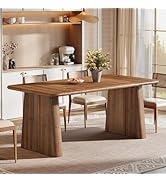 TRIBEWOOD 63-Inch Solid Wood Dining Table for 4-6 People, Large Rectangle Kitchen Table with Heav...