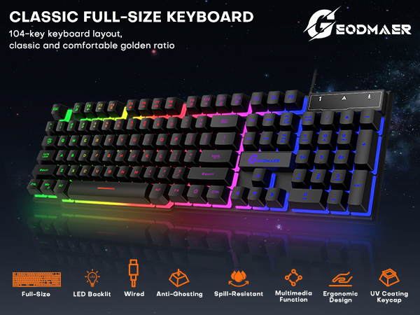 104 wired gaming keyboard