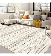 Area Rugs 8x10 Living Room: Washable Boho Large Neutral Soft Farmhouse Rug Stain Resistant Modern...