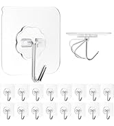 ZESLMG Adhesive Wall Hooks for Hanging, 16 Pack Heavy Duty Self Sticky Hooks 22lb(Max) Stainless,...