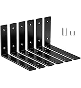 LSK Shelf Brackets 6 Pack, 5mm Thick Heavy Duty Black L Bracket for Floating Shelves( L 8" × H 5"...