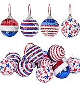12 Pieces Independence Day Hanging Ball - 2 Inch Memorial Day Sequin Hanging Ball Ornament - 4th ...