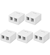 iwillink 2-Port Keystone Jack Surface Mount Box, White 5-Pack