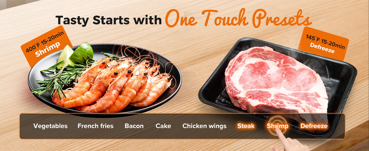 bear air fryer 8 in preset menu-shrimp defreeze