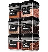 Shazo 6 PC Airtight Food Storage Containers + 6 Spoons Included - BPA Free Plastic Snack &amp; Spice ...
