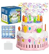 Panamalar Birthday Cake Bubble Machine, Automatic Bubble Blower Machine for Kids Toddlers with Mu...
