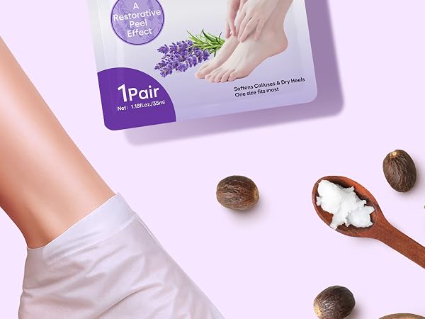 Purple packaging labeled '1Pall' displayed with arm extending over product, accompanied by loose brown spheres and decorative hair accessory on lavender background.