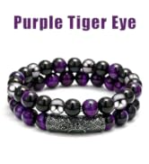 2Pcs Triple Protection Bracelet,Natural Tigers Eye Black Obsidian and Hematite 8 MM Beads Bracele...
