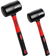 LOZAGU 2-Pack Rubber Mallet Hammer 8oz and 16oz, Fiberglass Handle, Rubber Mallet for Flooring, T...