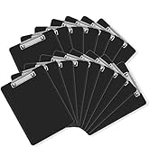 Black Clipboards, PANDRI 16 Pack Plastic Clipboards with Low Profile Clip 12.5 x 9 Standard Lette...