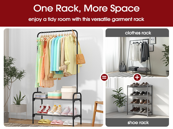 clothes and shoe rack