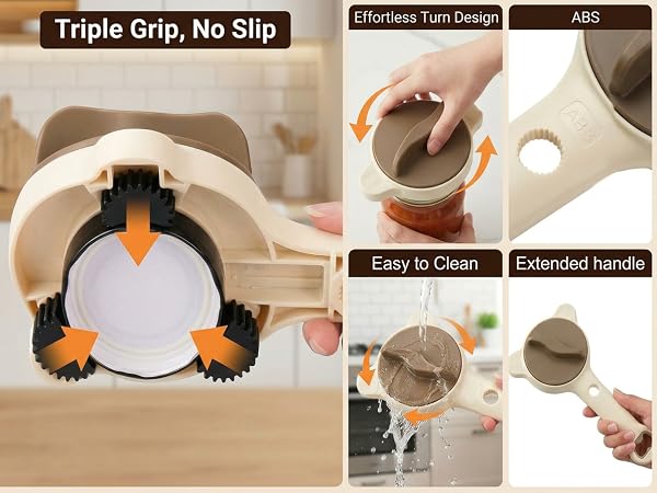4-in-1 Jar Opener for Seniors -Adjustable Lid Opener with Non-Slip Grip