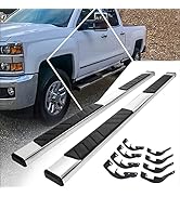 [Pair] 5 Inch Chrome Stainless Running Boards Side Steps Nerf Bars Compatible with 07-19 Chevy Si...