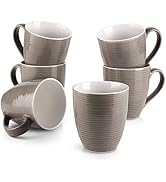 DOWAN Coffee Mugs, 17 Oz Coffee Mug Set of 6, Corrugated Tea Mugs (Brown)