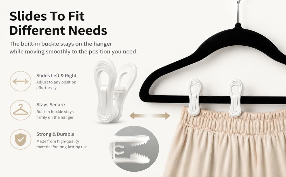 50 Pack Hanger Clips, Multi-Purpose Plastic Hanger Clip,Plastic Hanger Clips for Baby Clothes