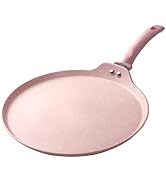 Innerwell 11 inch Nonstick Crepe Pan, Granite Coating Flat Skillet Dosa Tawa Tortilla Pan, Pink L...