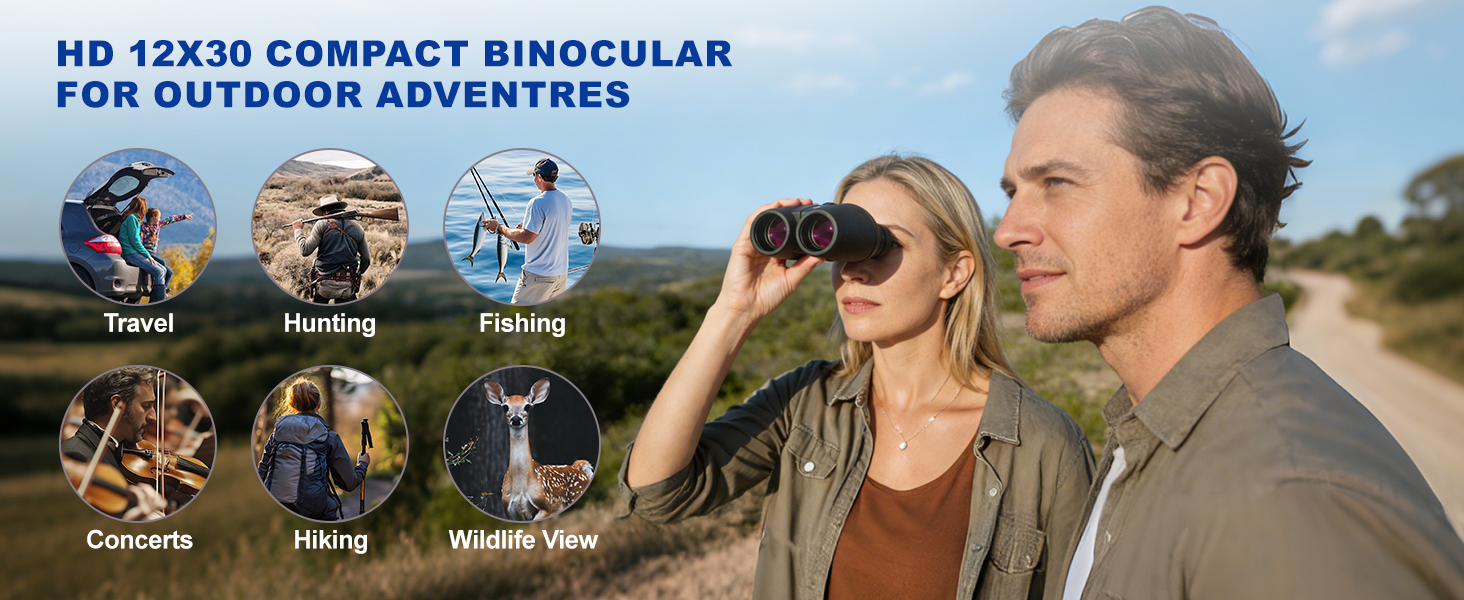 Ideal Gift 12x30 Compact Binocular for Kids&amp;amp;amp;Adults Outdoor Travel Camping Birdwatching Hiking