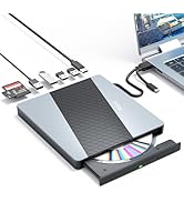 Alxum External CD Drive, 8 in 1 External DVD Drive for Laptop Portable CD Player with Multiple Po...