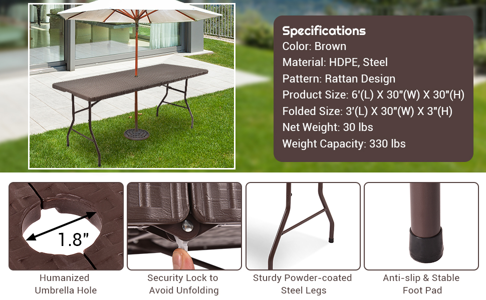 folding design with umbrella hole