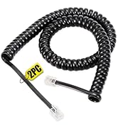 Uvital 2 Pack Phone Cord for Landline, 1.4 FT Coiled Black Telephone Handset Cord - Usually Stret...