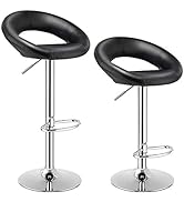 COSTWAY Bar Stools, Set of 2 Modern Swivel Adjustable Barstool, PU Leather Backless Stools, with ...