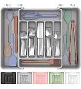 ukeetap Extra Large Expandable Silverware Organizer, BPA-Free Food-Safe Cutlery Flatware Organize...