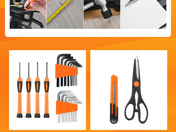 58 Piece Household Tool Set, General Household Hand Tool Kit with Plastic Toolbox Storage Case