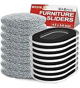 New Upgrade Furniture Movers Sliders, 8+8 Pack 5.8 * 4.3" Multi-Surface Furniture Sliders with Gr...