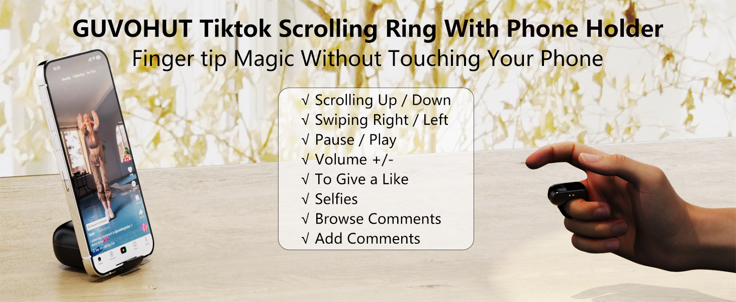 GUVOHUT Tiktok Scrolling Ring With Touchpad
