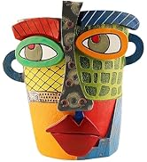 Huazzzyi Unique Colorful Art Abstract Resin Flower Pot, Picasso Brutalist Face Flower Pot Ornamen...
